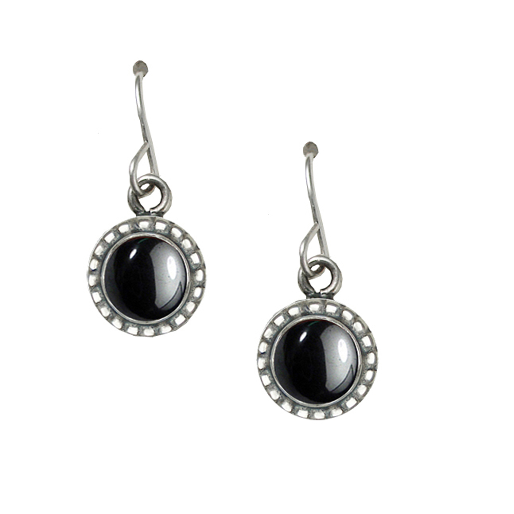Sterling Silver Small Hematite Gemstone Drop Dangle Earrings
